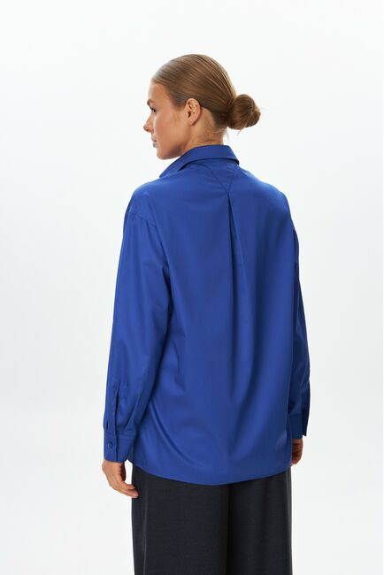 Женская рубашка синяя из хлопка  9054 от byME 