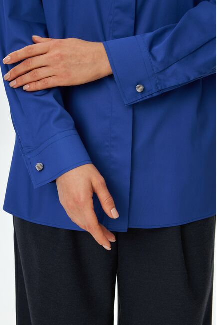 Женская рубашка синяя из хлопка  9054 от byME 