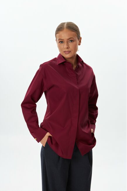 Женская рубашка вишнёвая из хлопка -9055 от byME 
