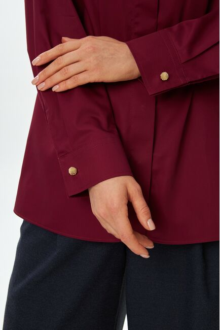 Женская рубашка вишнёвая из хлопка -9055 от byME 