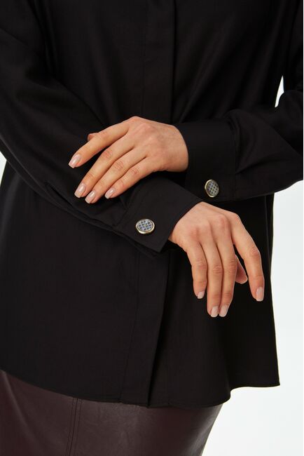 Женская рубашка в чёрном цвете из бамбука  -9056 от byME 