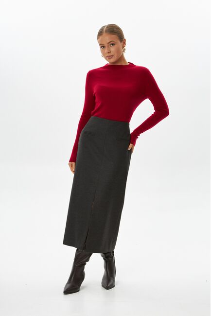 Юбка с разрезом спереди графит с добавлением шерсти SK4-1006 от byME 