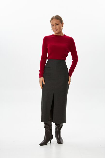 Юбка с разрезом спереди графит с добавлением шерсти SK4-1006 от byME 