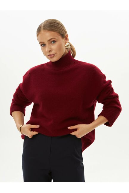 Свитер из шерсти с ангорой вишневый от byME 