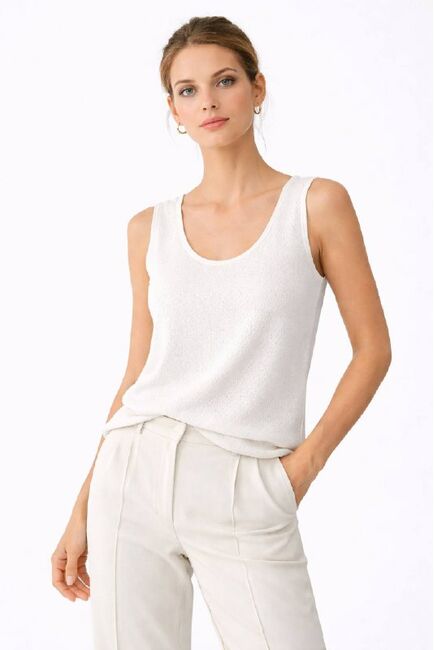 Топ белый из лиоцелла шелка хлопка и льна-SL3563-white от byME 