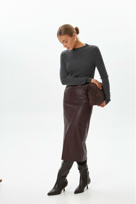 Юбка из экокожи цвета бордо SK-035018-1 от byME 