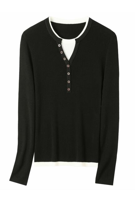 Джемпер черный из шерсти мериноса-JFS07 от byME 