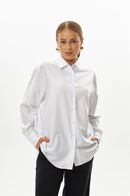 Женская рубашка белая из бамбука-9041 от byME 