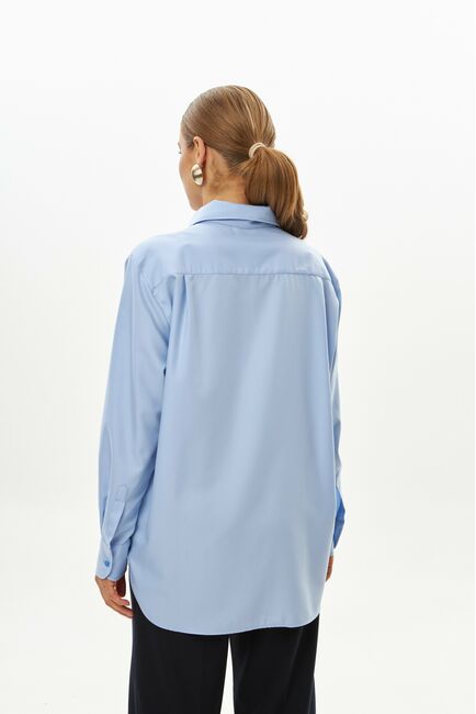 Женская рубашка голубая из бамбука-9043 от byME 
