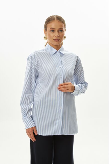 Женская рубашка в голубую полоску-9044 от byME 