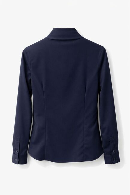 Рубашка темно-синяя воротник стойка под пуговицы с отделкой - 9058 от byME 