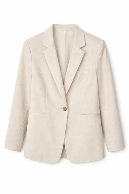 Жакет молочный однобортный из льна и хлопка J3-WS2657-07 от byME 