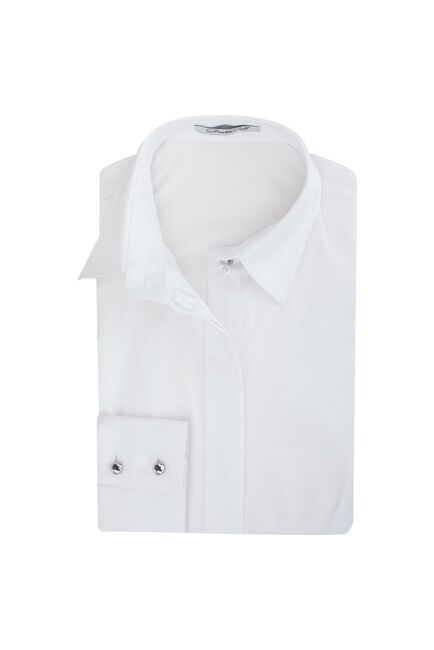 Женская рубашка под пуговицы белая хлопок эластан - 7284 от DoubleCuff 