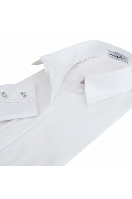 Женская рубашка под пуговицы белая хлопок эластан - 7284 от DoubleCuff 