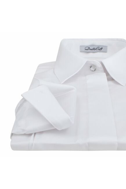 Женская рубашка под пуговицы белая хлопок эластан - 7284 от DoubleCuff 