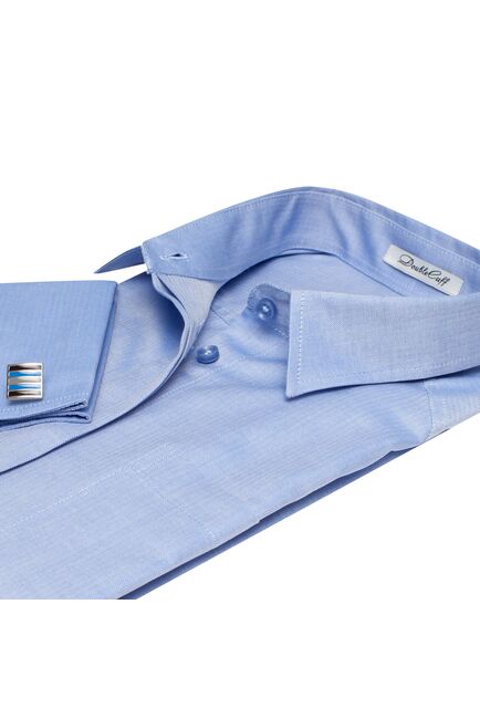 Женская рубашка под запонку с карманом из фактурной ткани в елочку - 7546A от DoubleCuff 