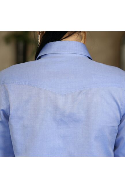 Женская рубашка под запонку с карманом из фактурной ткани в елочку - 7546A от DoubleCuff 