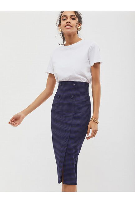 Юбка-карандаш миди с узором гусиная лапка от byME 