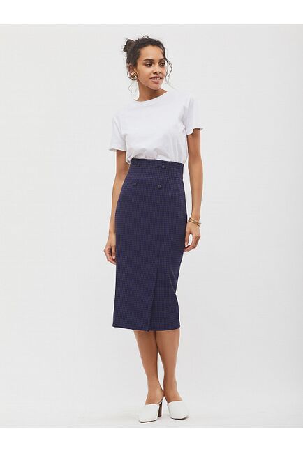 Юбка-карандаш миди с узором гусиная лапка от byME 