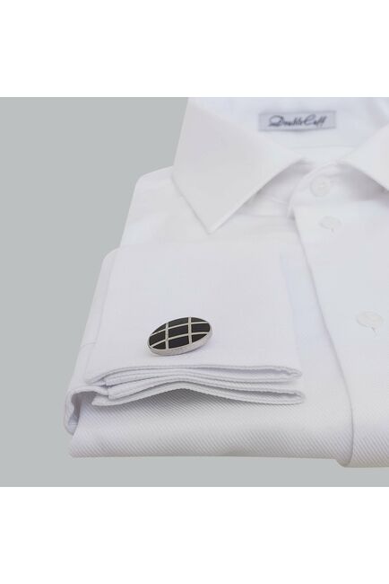 Приталенная мужская рубашка белая под запонки Non-Iron - 7607A от DoubleCuff 