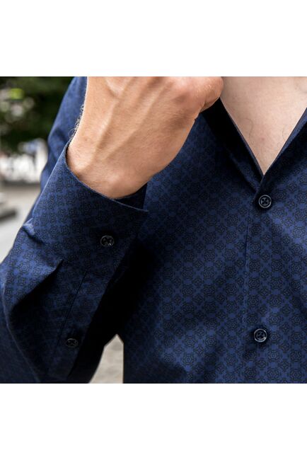 Мужская рубашка темно-синяя под пуговицы - 7610 от DoubleCuff 