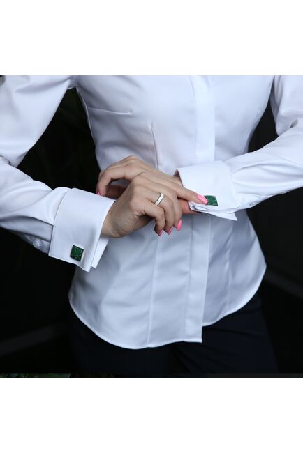 Женская рубашка под запонки белая - 7626 от DoubleCuff 