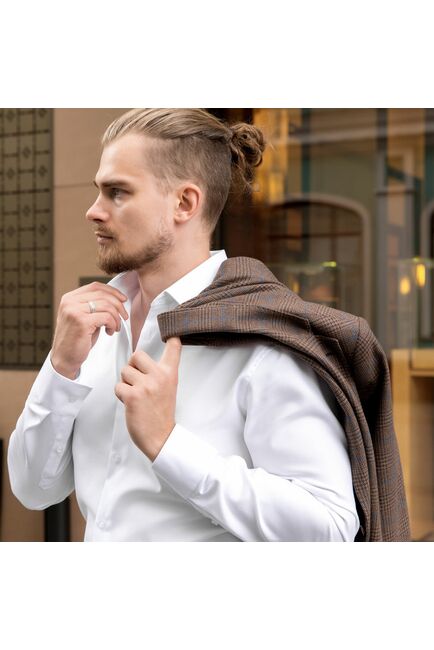 Мужская рубашка под пуговицы белая - 7490 от DoubleCuff 