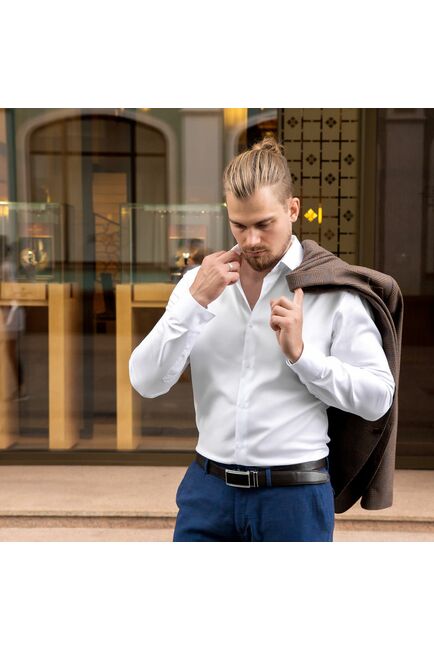 Мужская рубашка под пуговицы белая - 7490 от DoubleCuff 