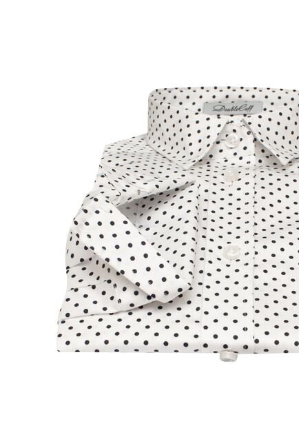 Платье-рубашка белое в горох с поясом прямой силуэт - 7540 от DoubleCuff 