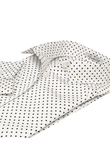 Платье-рубашка белое в горох с поясом прямой силуэт - 7540 от DoubleCuff 