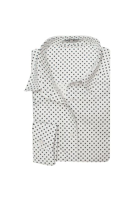 Платье-рубашка белое в горох с поясом прямой силуэт - 7540 от DoubleCuff 