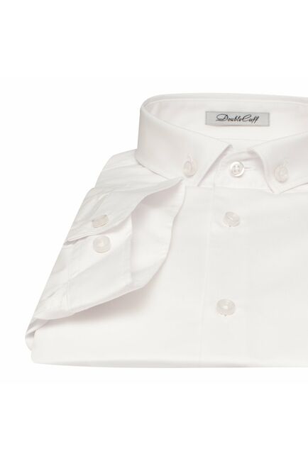 Приталенная мужская рубашка белая короткий рукав - 7562 от DoubleCuff 