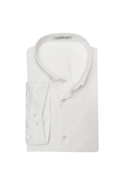 Приталенная мужская рубашка белая короткий рукав - 7562 от DoubleCuff 