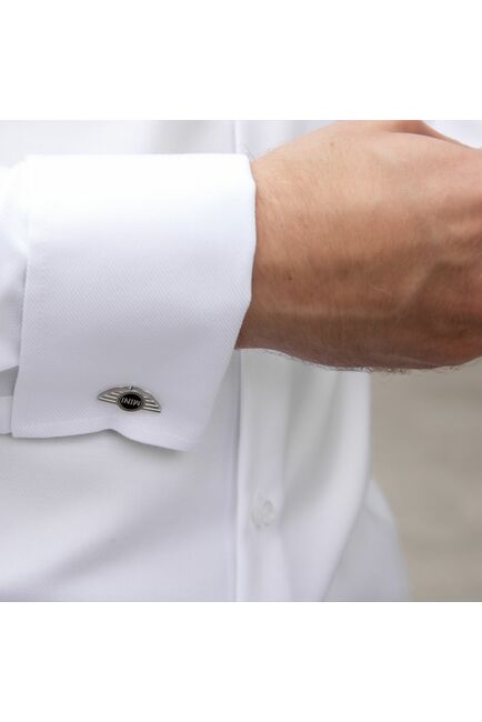 Приталенная мужская рубашка белая под запонки Non-Iron - 7607A от DoubleCuff 