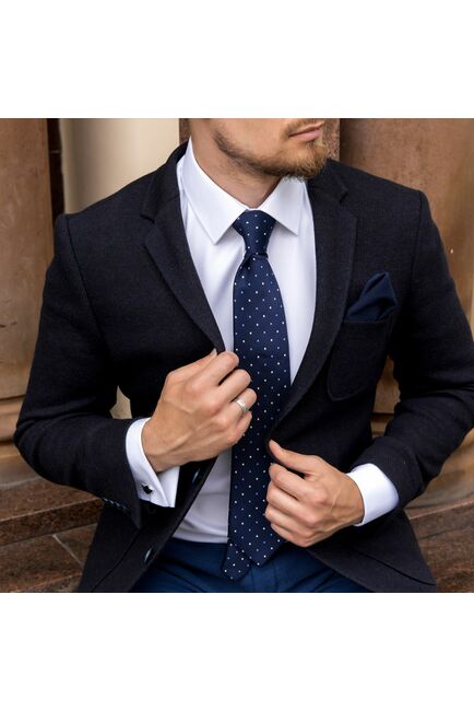 Приталенная мужская рубашка белая под запонки Non-Iron - 7607A от DoubleCuff 