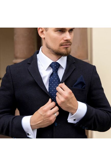 Приталенная мужская рубашка белая под запонки Non-Iron - 7607A от DoubleCuff 