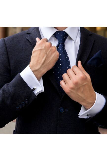 Приталенная мужская рубашка белая под запонки Non-Iron - 7607A от DoubleCuff 