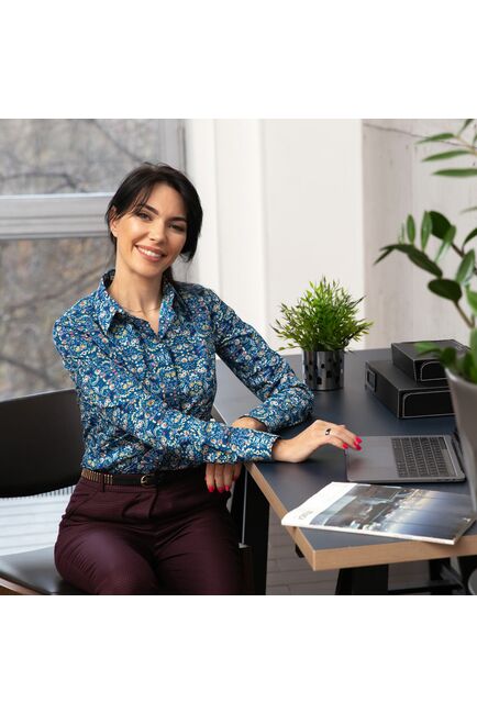 Женская рубашка манжет под пуговицы полуприталенного силуэта-7659 от DoubleCuff 