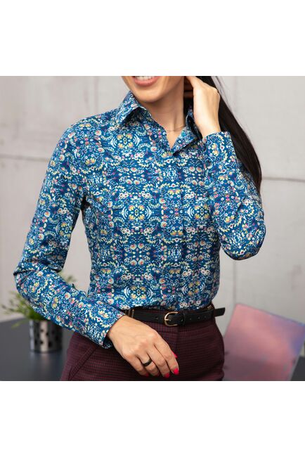 Женская рубашка манжет под пуговицы полуприталенного силуэта-7659 от DoubleCuff 