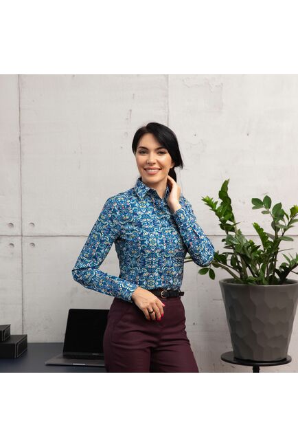 Женская рубашка манжет под пуговицы полуприталенного силуэта-7659 от DoubleCuff 