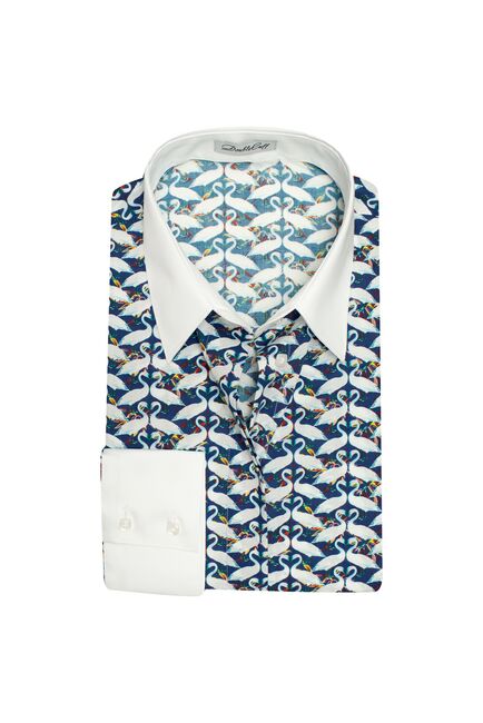 Под пуговицы с супатной застежкой белый воротник и манжеты  -7660 от DoubleCuff 