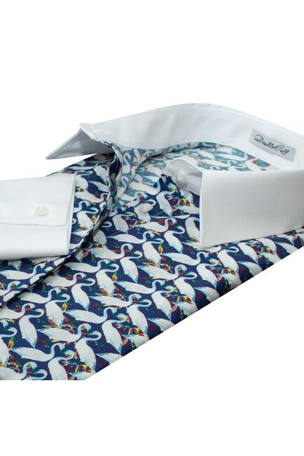 Под пуговицы с супатной застежкой белый воротник и манжеты  -7660 от DoubleCuff 