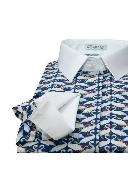 Под пуговицы с супатной застежкой белый воротник и манжеты  -7660 от DoubleCuff 