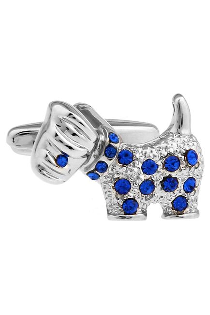 Запонки в форме собачки с синими камнями-56753 от  