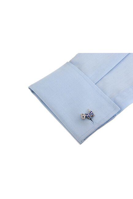 Запонки в форме собачки с синими камнями-56753 от  