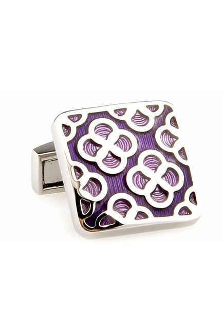 Запонки квадратные с геометрическим узором разных оттенков фиолетового - 67158 от  