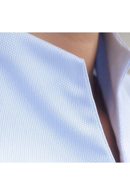 Женская рубашка под запонку голубая воротник стойка - 7867 от byME 
