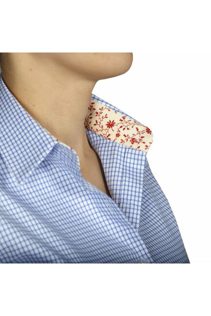 Приталенная женская рубашка под запонки голубая - 5019 от DoubleCuff 