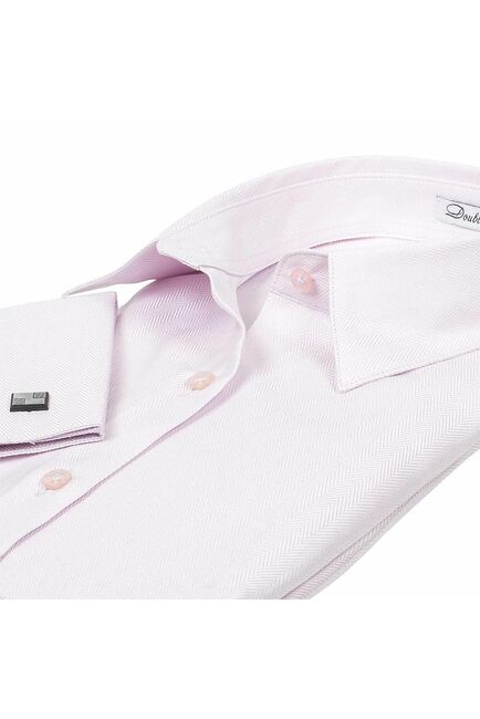 Приталенная женская рубашка под запонки розовая - 5070 от DoubleCuff 