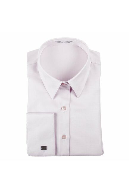 Приталенная женская рубашка под запонки розовая - 5070 от DoubleCuff 